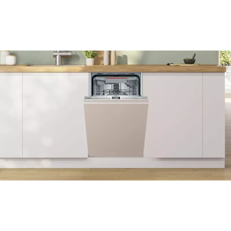 Sisseehitatud nõudepesumasin Bosch Serie 4 SPV4HMX49E — õhuke 45 cm, 10 lauanõudekomplekti, 44 dB, 6 programmi