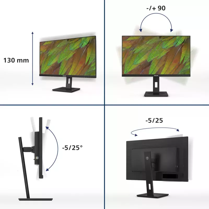 Philips 3000 seeria 27B1N3800/00 arvutimonitor 68,6 cm (27 tolli) 3840 x 2160 pikslit 4K Ultra HD LCD must