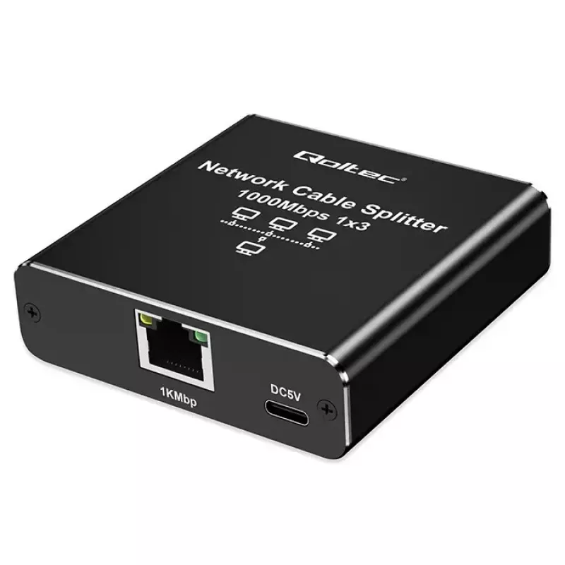 Etherneti jaotur QOLTEC 52294 1x3 RJ45 USB-C toitega