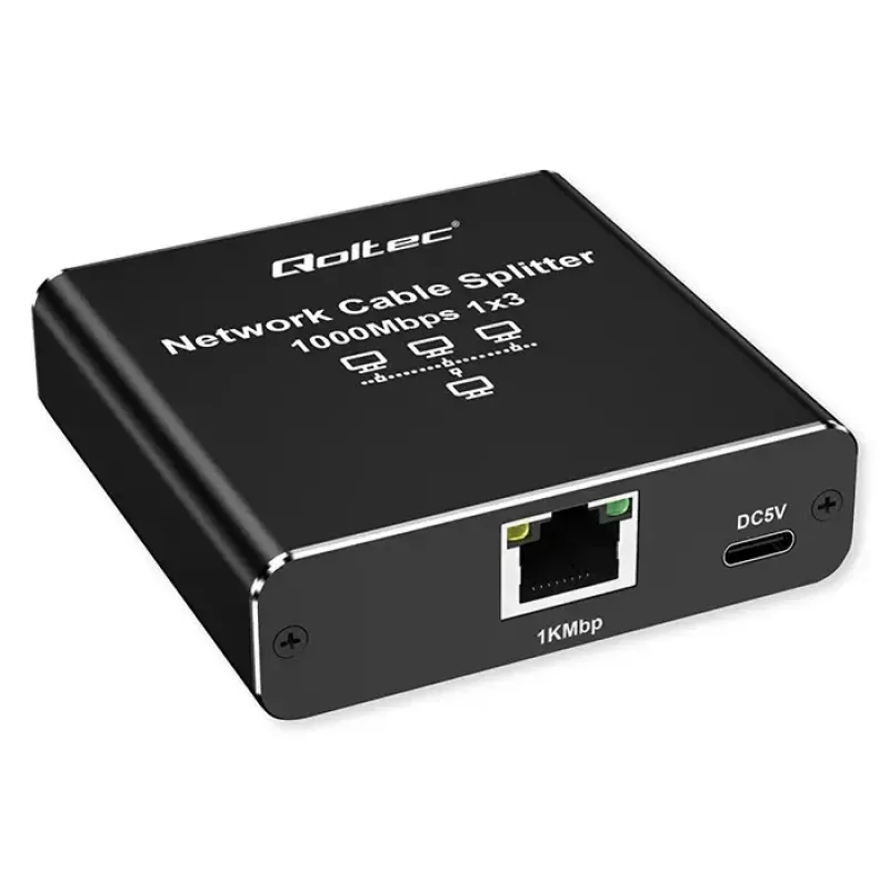 Etherneti jaotur QOLTEC 52294 1x3 RJ45 USB-C toitega