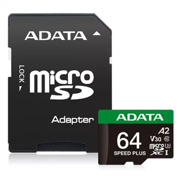 MicroSDXC-kaart ADATA Speed Plus 64 GB UHS Class 3 mudel UD64GUI3V30A2SP-RA1
