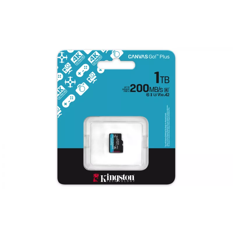 Kingston Technology 1TB microSDXC Canvas Go Plus Gen4 200R A2 U3 üksikpakend ilma adapterita