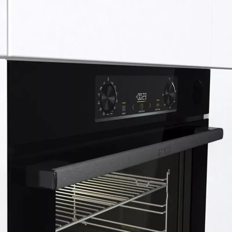 Sisseehitatud elektriahi Gorenje BSA6737E15BG — 77 L, must, digitaalne taimer, konvektsioon, grill, pitsafunktsioon