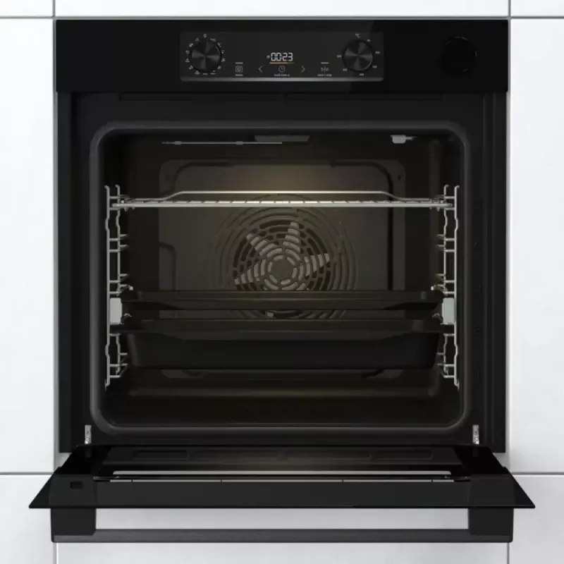 Sisseehitatud elektriahi Gorenje BSA6737E15BG — 77 L, must, digitaalne taimer, konvektsioon, grill, pitsafunktsioon