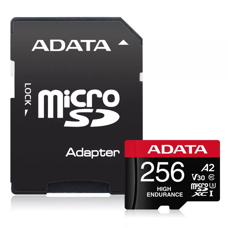 MicroSDXC mälukaart ADATA 256 GB AUSDX256GUI3V30SHA2-RA1 UHS-I Class 10 V30 (lugemine 100 MB/s, kirjutamine 80 MB/s) koos SD-adapteriga