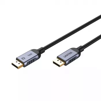 DisplayPort kaabel Unitek C1628GY01-2M — 2 m, DisplayPort 2.1, 7680×4320 @ kuni 240 Hz, 32.4 kanalit, tinatud vask