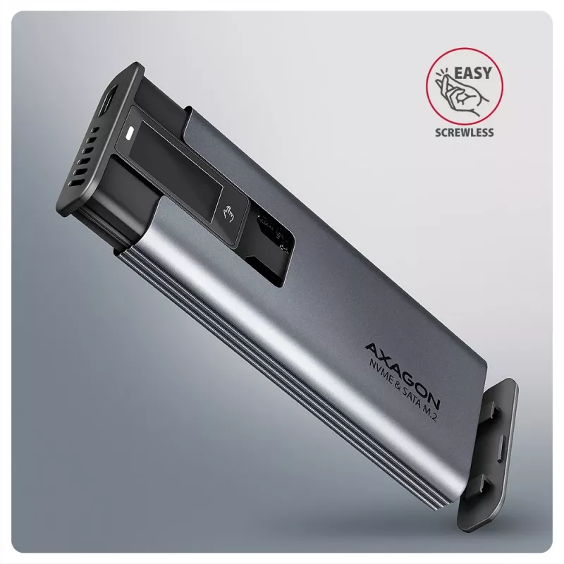 Axagon EEM2-SD2 USB-C 10Gbps - M.2 NVMe & SATA SSD EKRAANiga karp