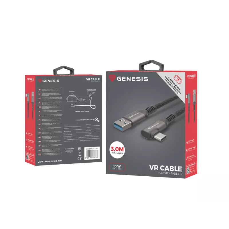 GENESIS NVC-2220 USB-kaabel USB 3.2 Gen 1 (3.1 Gen 1) 3 m USB A USB C Must, Hall