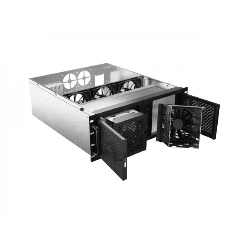 Rack-korpus Lanberg SC01-5204-12B 4U Must 5 ventilaatorit