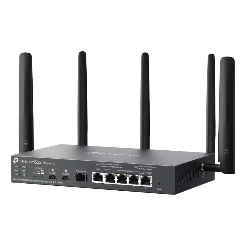 TP-Link ER706WP-4G traadita ruuter Gigabit Ethernet Kahesageduslik (2,4 GHz / 5 GHz) Must