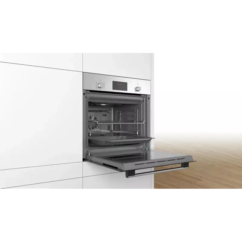 Sisseehitatud elektriahi Bosch Serie 2 HBF114ES0 — 66 L, roostevaba teras, puute- ja pöördnuppjuhtimine, 7 programmi, grill, konvektsioon, 50–275 °C
