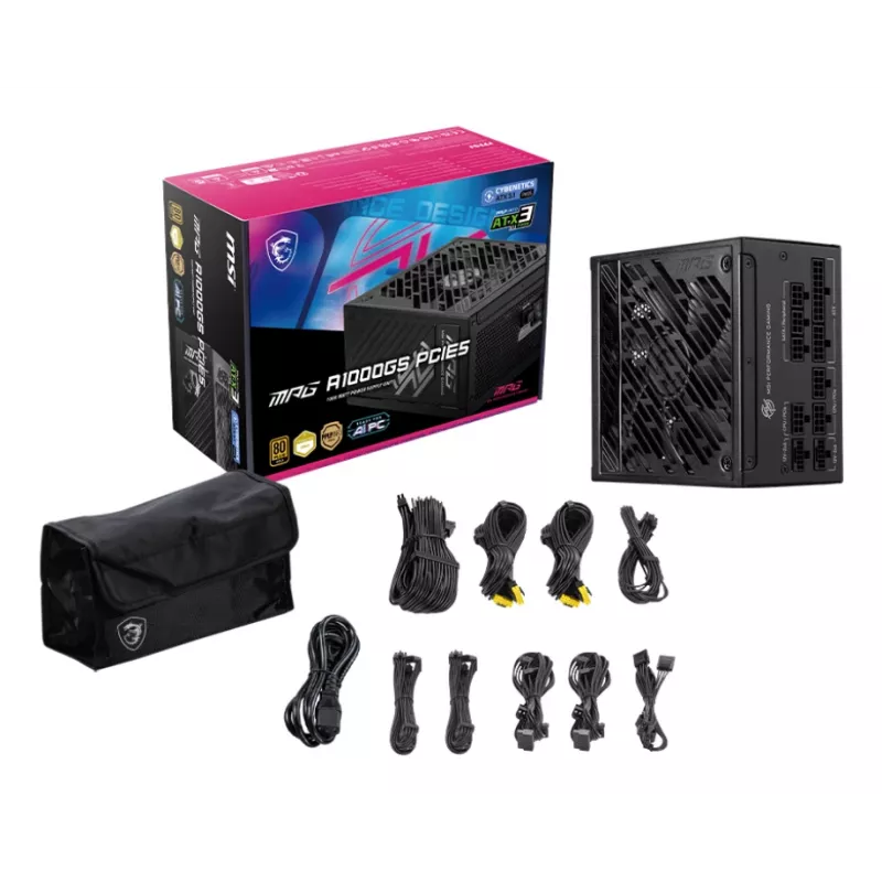 MSI MPG A1000GS PCIE5 toiteplokk 1000 W 24-kontaktiline ATX ATX Must