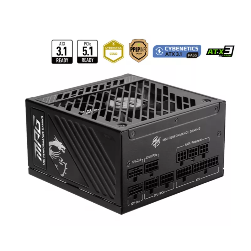 MSI MPG A1250GS PCIE5 toiteplokk 1250 W 20+4 pin ATX ATX Must