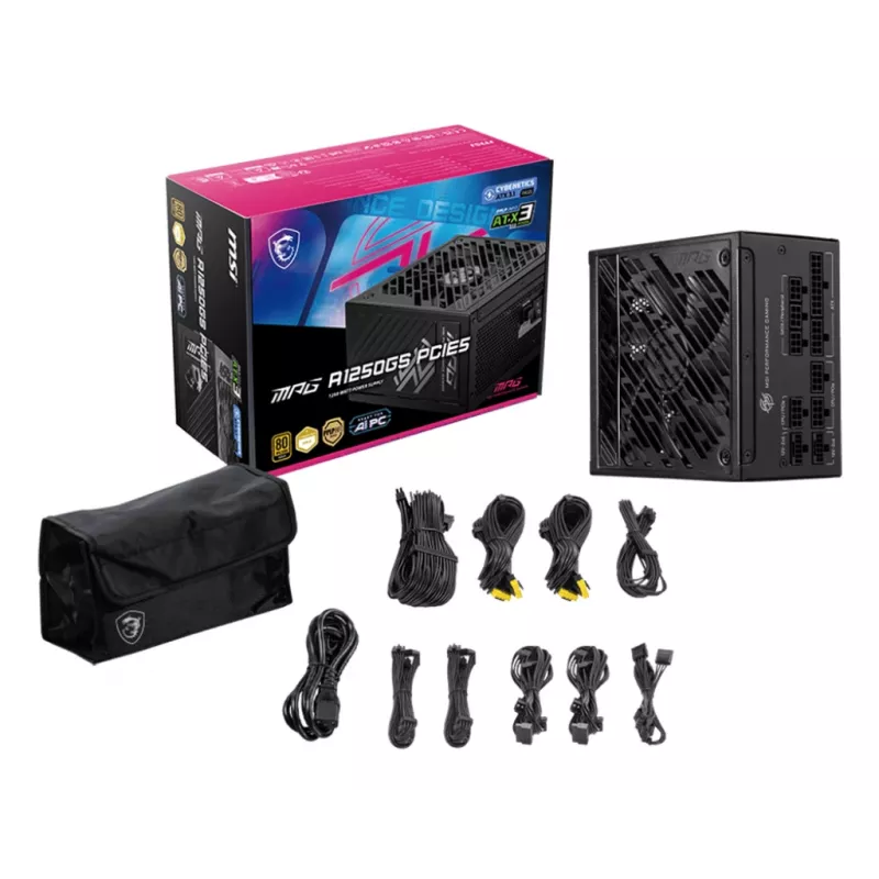 MSI MPG A1250GS PCIE5 toiteplokk 1250 W 20+4 pin ATX ATX Must