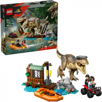LEGO dinosauruse ehituskomplekt T. rex River Escape 76975 — 199 tk, 2 minifiguuri, vanus 5+