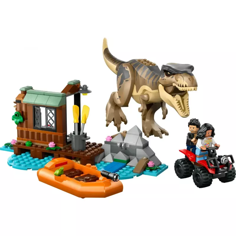 LEGO dinosauruse ehituskomplekt T. rex River Escape 76975 — 199 tk, 2 minifiguuri, vanus 5+