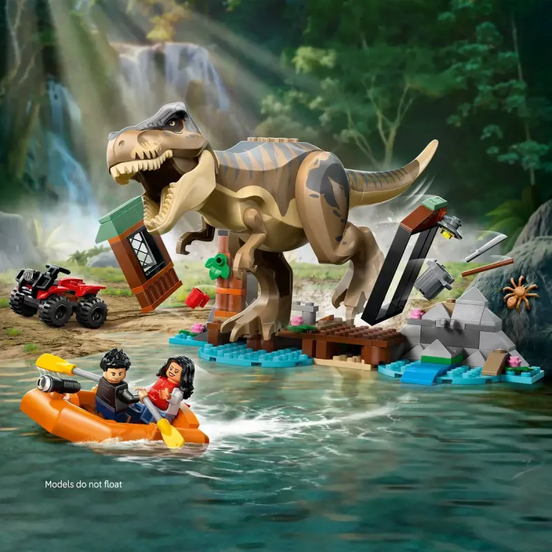 LEGO dinosauruse ehituskomplekt T. rex River Escape 76975 — 199 tk, 2 minifiguuri, vanus 5+