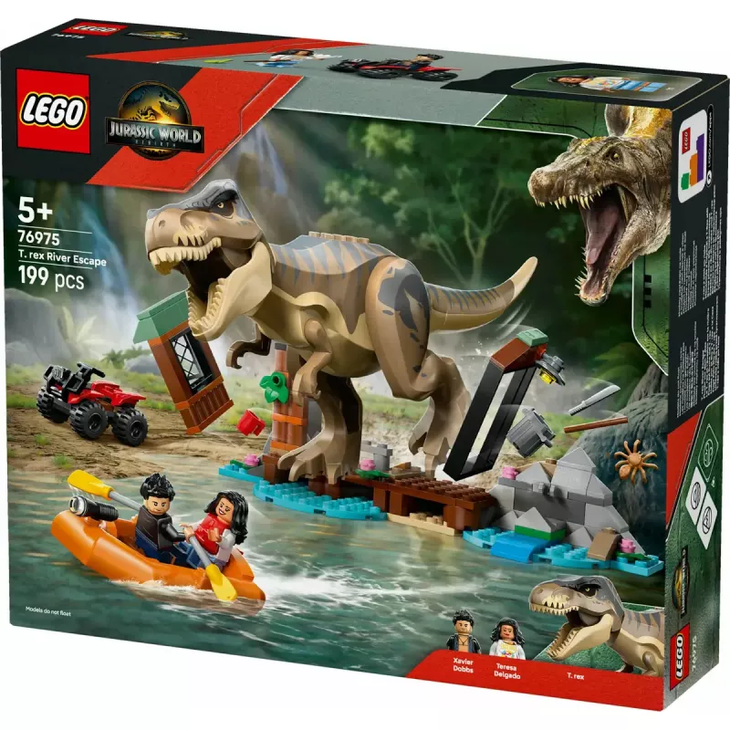 LEGO dinosauruse ehituskomplekt T. rex River Escape 76975 — 199 tk, 2 minifiguuri, vanus 5+