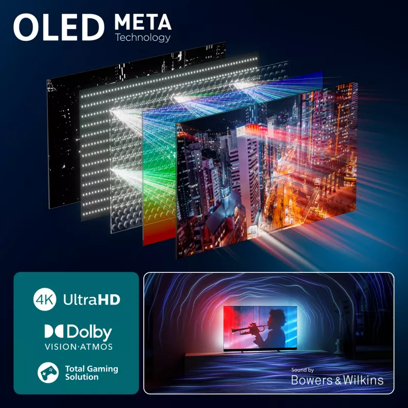 Philips 55OLED910/12 TV 139.7 cm (55 tolli) 4K Ultra HD nutiteler Wi-Fi Metallik