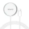 Juhtmeta siseruumide mobiililaadija SAVIO LA-11, Qi 1.2, 15 W, valge, 55×55×5 mm