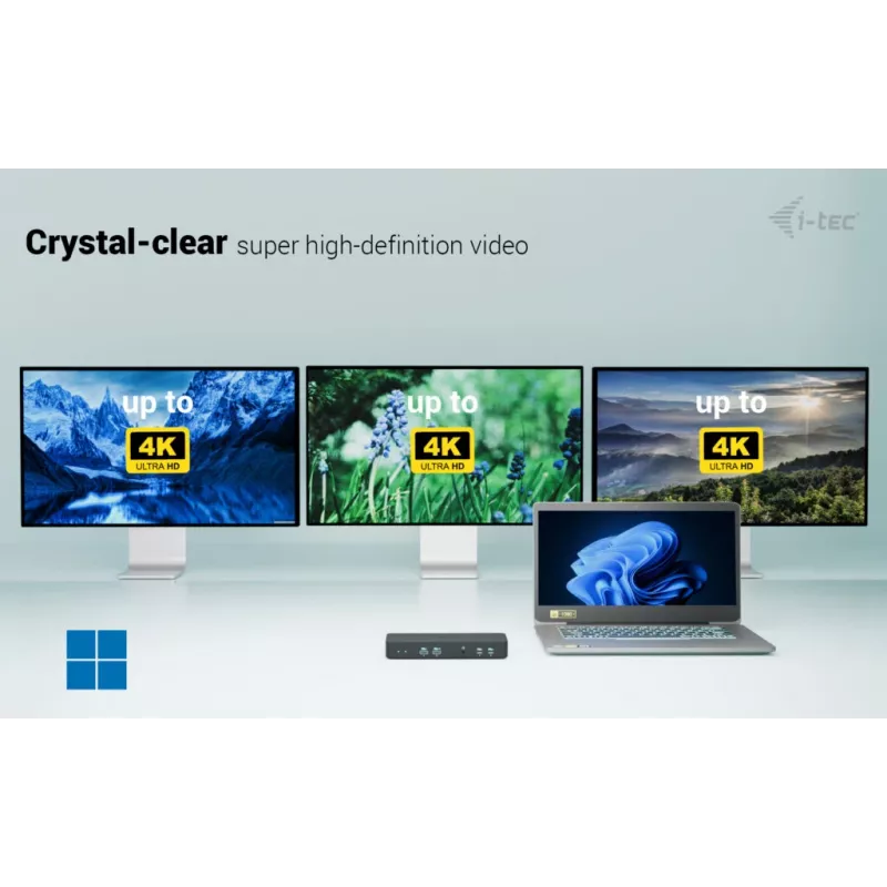 i-tec USB-C Intelligent Triple Display Docking Station + toiteedastus 100 W