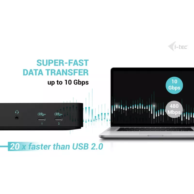 i-tec USB-C Intelligent Triple Display Docking Station + toiteedastus 100 W