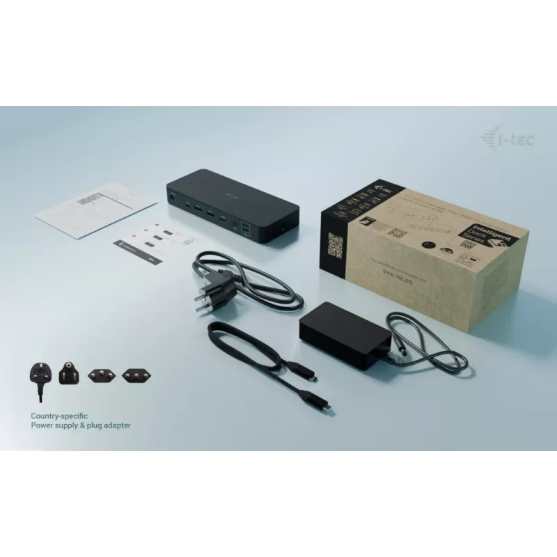 i-tec USB-C Intelligent Triple Display Docking Station + toiteedastus 100 W