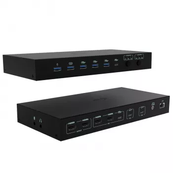 ITEC i-tec USB-C KVM Dock PRO kolme hosti jaoks, topeltvideo, 2x toiteedastus (max 92 W), USB 3.2, 10 Gbit/s, Gigabit Ethernet