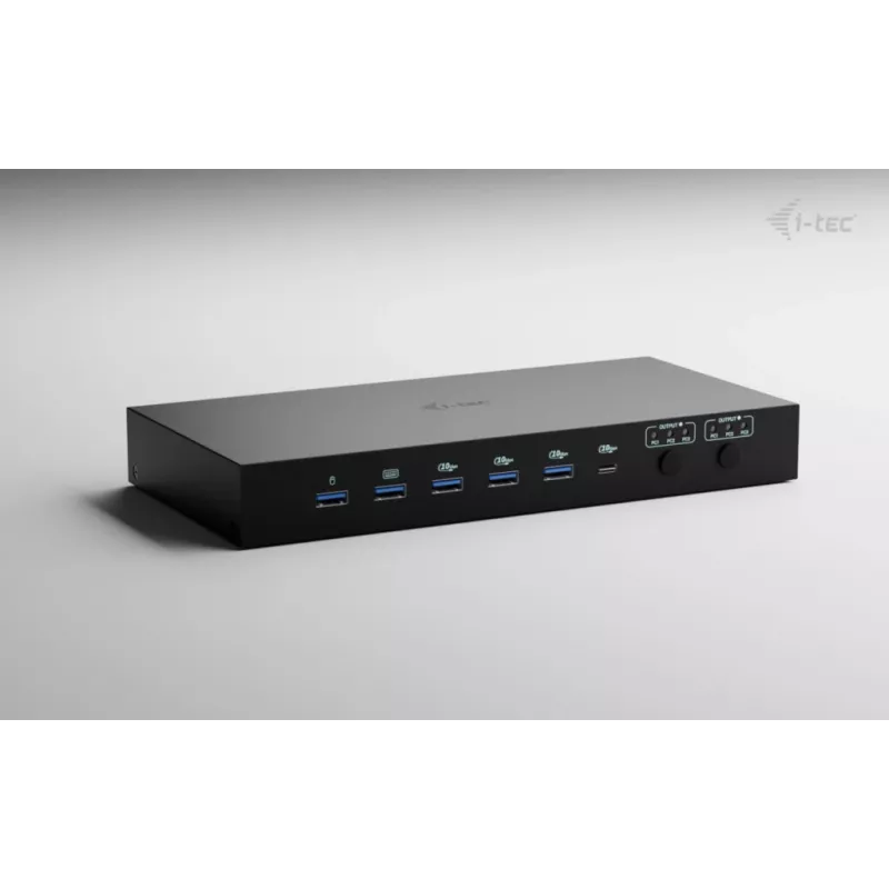 ITEC i-tec USB-C KVM Dock PRO kolme hosti jaoks, topeltvideo, 2x toiteedastus (max 92 W), USB 3.2, 10 Gbit/s, Gigabit Ethernet