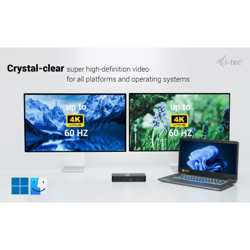 Dokkimisjaam i-tec CAINTGDUAL4KDOCPD kahe monitori tugi ja kuni 100 W toiteedastus
