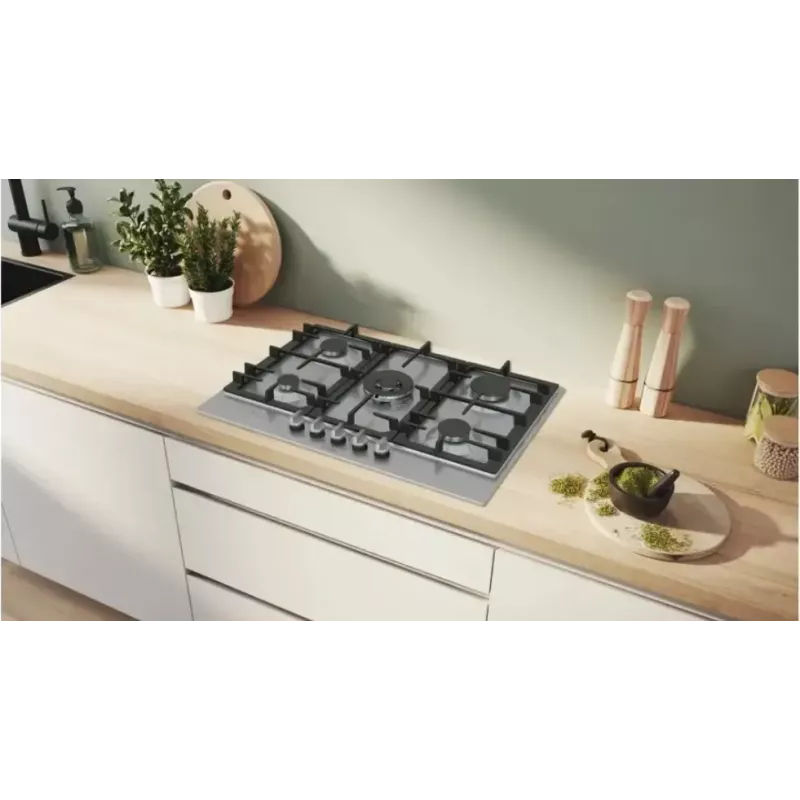 Bosch Serie 6 PCQ7A5I90 pliit Roostevaba teras Sisseehitatud 75 cm Gaas 5 tsooni