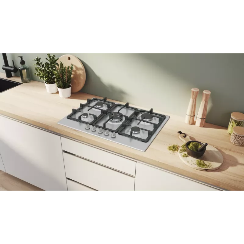 Bosch Serie 4 PGQ7B5K90 pliit Roostevaba teras Sisseehitatav 75 cm Gaas 5 tsooni