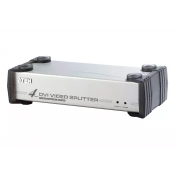 ATEN 4-pordiline DVI-heli/video jaotur, DVI, 4x DVI-I, 1920 x 1200 pikslit, must, hõbedane, metall, Full HD