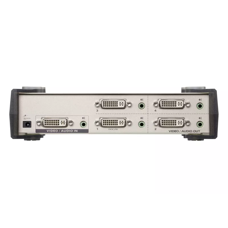 ATEN 4-pordiline DVI-heli/video jaotur, DVI, 4x DVI-I, 1920 x 1200 pikslit, must, hõbedane, metall, Full HD