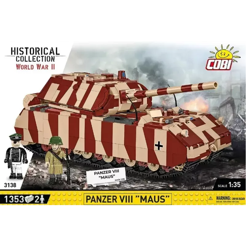 Cobi Building Blocks Panzer VIII Maus mudelikomplekt 1:35 skaalal COBI-3138, üksikasjalik sõjaväesõiduki koopia