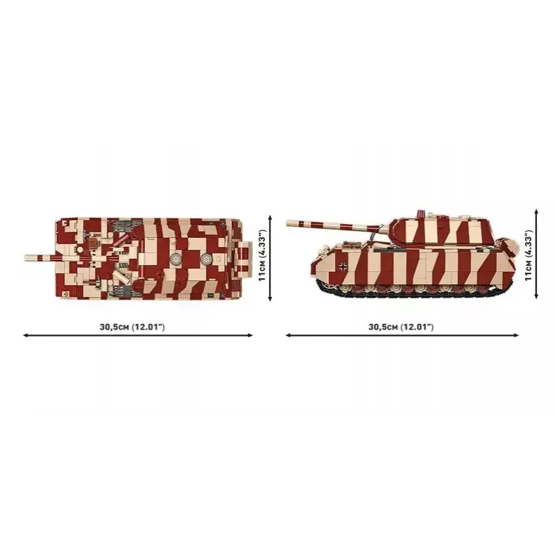 Cobi Building Blocks Panzer VIII Maus mudelikomplekt 1:35 skaalal COBI-3138, üksikasjalik sõjaväesõiduki koopia