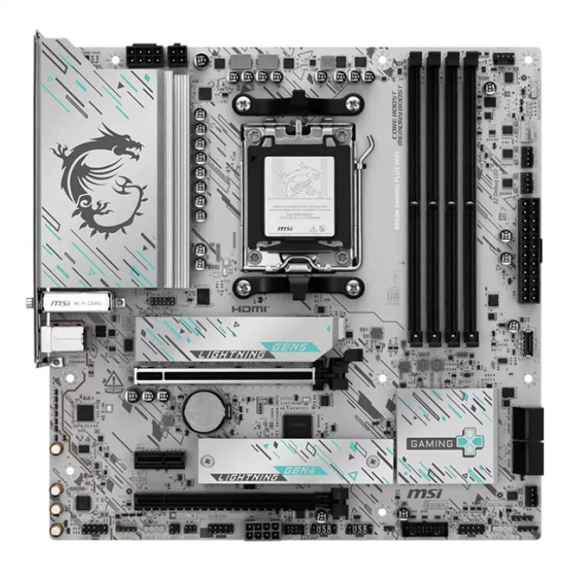 Emaplaat MSI B850M GAMING PLUS WIFI — AMD B850, pesa AM5, micro ATX, DDR5, 4x DIMM, 3x M.2, Wi‑Fi 7, 5Gb LAN
