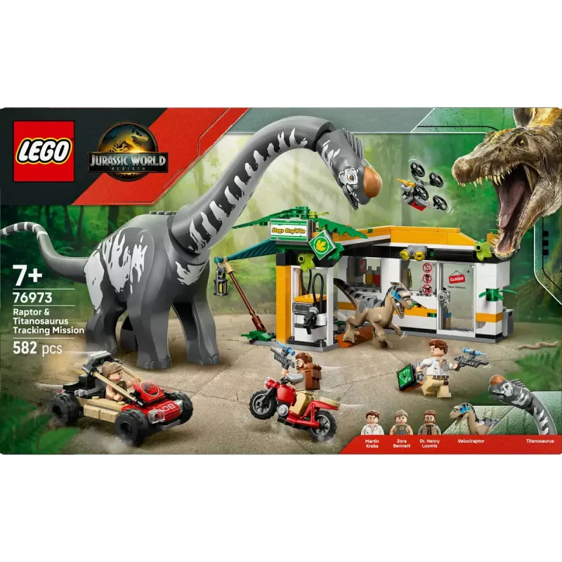 LEGO Jurassic World komplekt 76973 — raptor ja titanosaurus 3 figuuriga, 582 osa, vanusele 7+