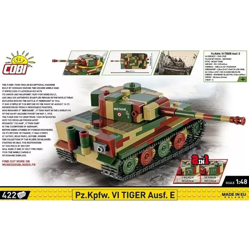 Mudelkomplekt Cobi Pz.Kpfw. VI Tiger Ausf. E mõõtkavas 1:35, detailne ehitusklotside komplekt