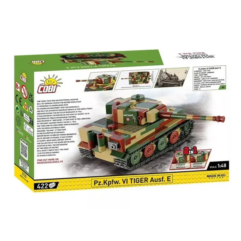 Mudelkomplekt Cobi Pz.Kpfw. VI Tiger Ausf. E mõõtkavas 1:35, detailne ehitusklotside komplekt