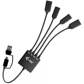 i-tec USB-C/USB-A kaabliga USB-jaotur, 4 porti (2x USB-C, 2x USB-A)