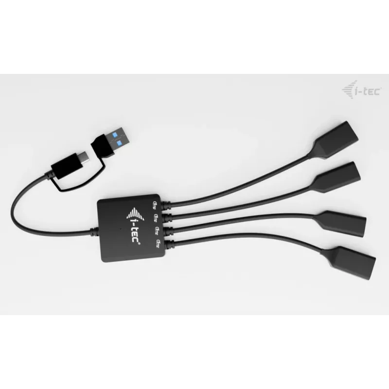 i-tec USB-C/USB-A kaabliga USB-jaotur, 4 porti (2x USB-C, 2x USB-A)