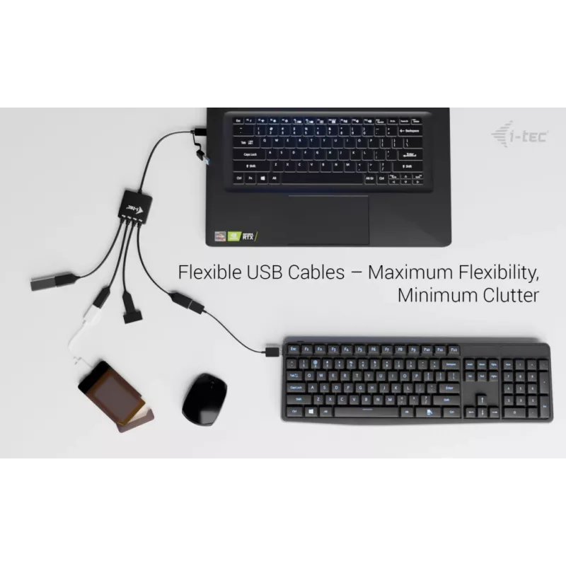 i-tec USB-C/USB-A kaabliga USB-jaotur, 4 porti (2x USB-C, 2x USB-A)