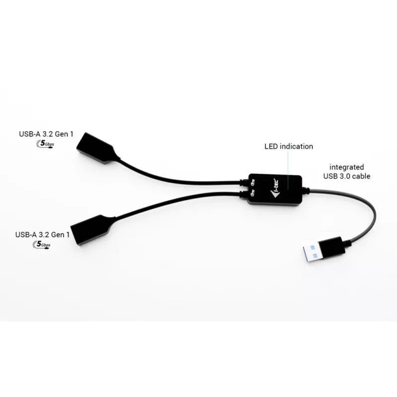 USB-A jaotur ITEC U3CBLHUB2A — 2 porti, USB 3.0 kuni 5 Gbit/s