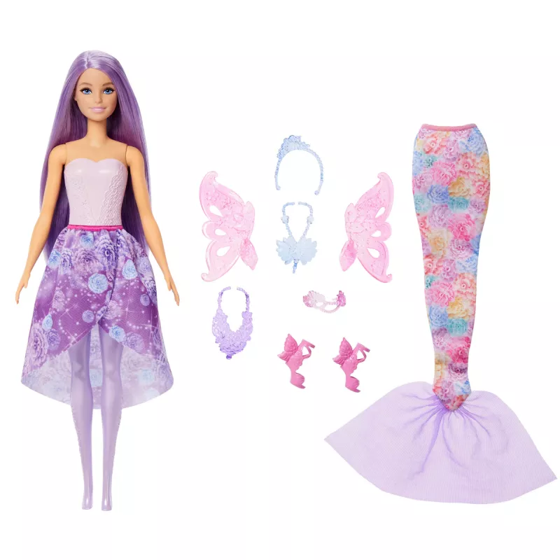 Barbie nukk Fantasy Fashion Pack with Accessories Including Mermaid Tail, Fairy Wings, & Necklaces