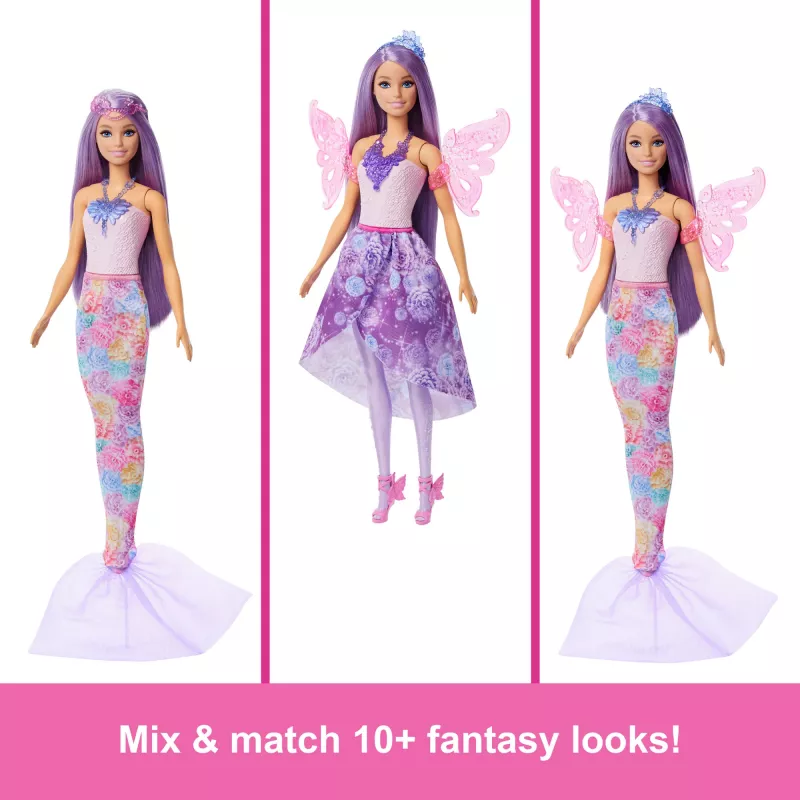 Barbie nukk Fantasy Fashion Pack with Accessories Including Mermaid Tail, Fairy Wings, & Necklaces