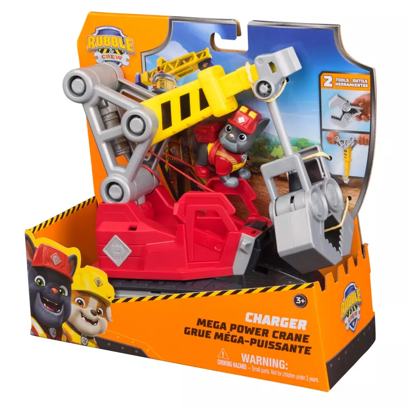 Kraanaauto Spin Master Rubble & Crew Charger's Mega Power Crane Chargeri figuuriga, 2 eemaldatava tööriistaga, plastikust, vanusele 3+