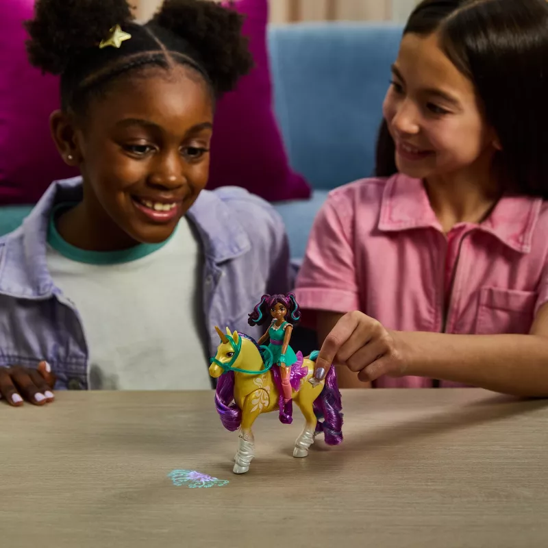 Unicorn Academy, Ava ja taimevõlu leht valgusefektiga, 2 ratsutamistarvikut, nukud ja ükssarviku mänguasjad tüdrukutele alates 4. eluaastast
