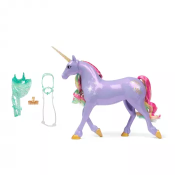 Spin Master Unicorn Academy Wildstar ükssarviku mängukuju 11 tolli, läbipaistva sadula ja valjastega, mitmevärviline, plastist, vanusele 4+