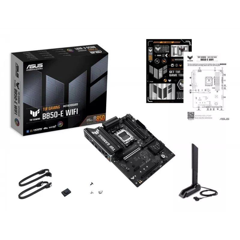 Emaplaat ASUS TUF GAMING B850-E WIFI, AMD B850, pesa AM5, ATX, DDR5, 4x DIMM, 3x M.2, Wi‑Fi 6E, 2,5 Gb LAN
